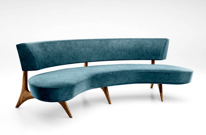 Vladimir Kagan Floating curved sofa model 176sc