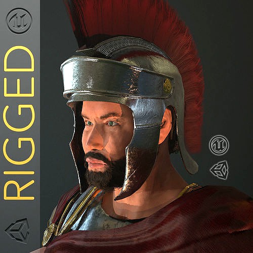 Roman Soldier With Beard Rigged 3d model