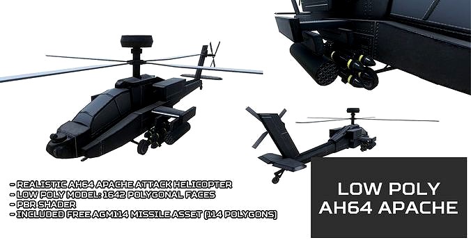 Low Poly AH64 Apache