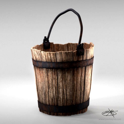 Realistic Wooden Aged Medieval Bucket