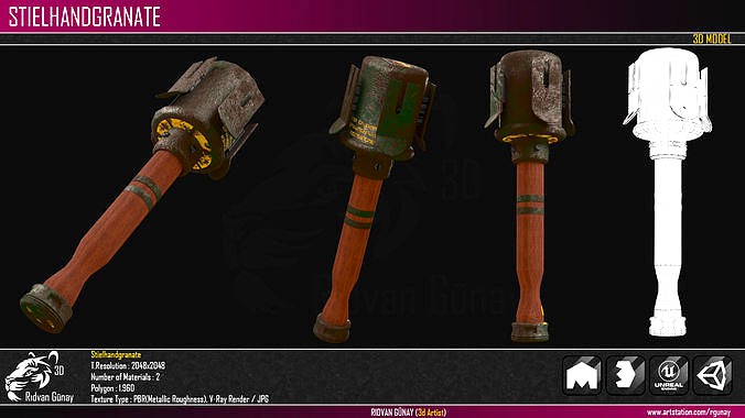Stielhandgranate 3d