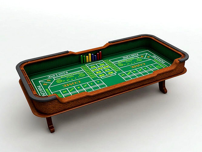 Casino Craps Table With  Dice and Casino Chips