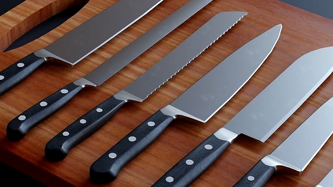 Kitchen Knifes pack - Low Poly Game ready prop 3D model