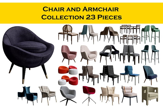 Chair and Armchair Collection 3d model