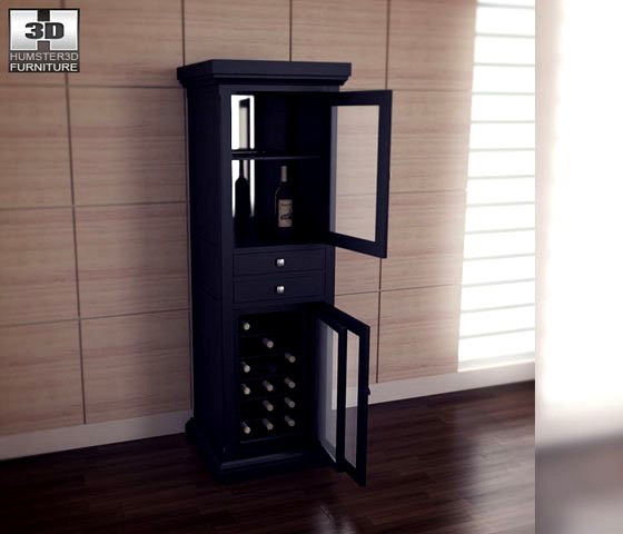 Meridian Wine Curio in Espresso  Classic Flame 3D Model