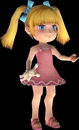 Game vr model with binding and animation - little girl doll