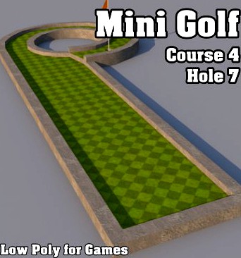 Low Poly Mini Golf Hole C4H7 3D Model