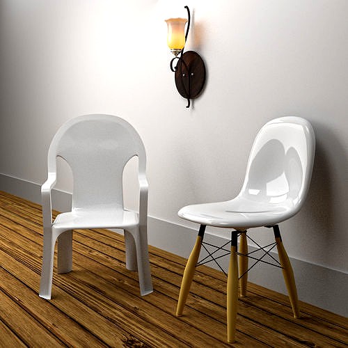 wall light and chairs