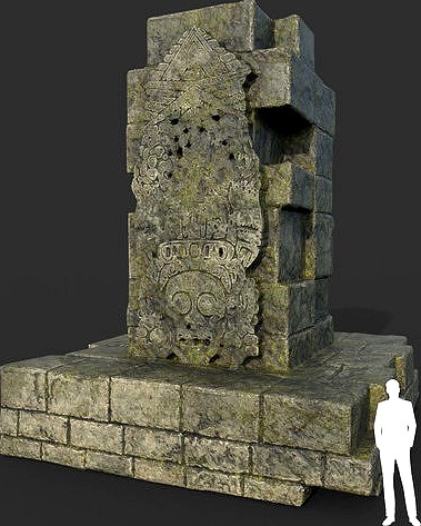 Low poly Mayan Inca Ruin Temple Modular 06-8k