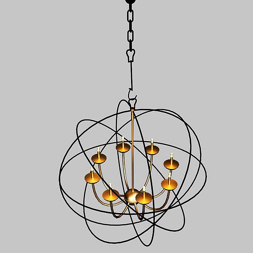 Gold Orbit 6 Light chandelier