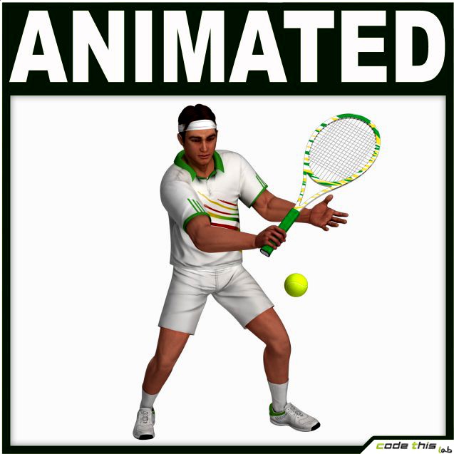 White Tennis Player 3D Model