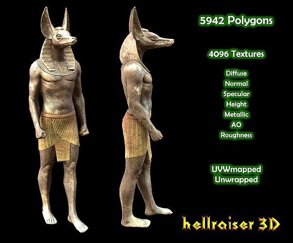 Egyptian Statue Anubis - PBR - Textured