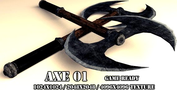 Two Handed Axe 01 3D Model