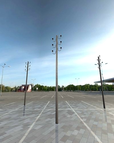 Electricity poles made of wood with ladder - Object 007