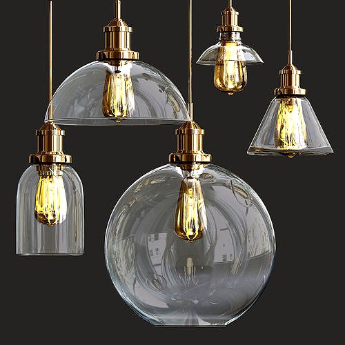 Glass Bulb Cluster Pendant Light 3d model