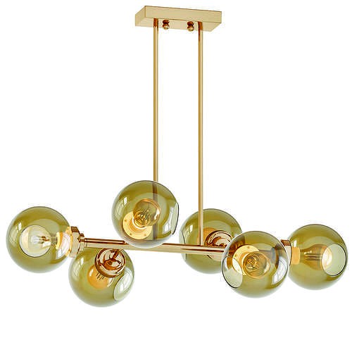 Glass Bubble Chandelier Brass