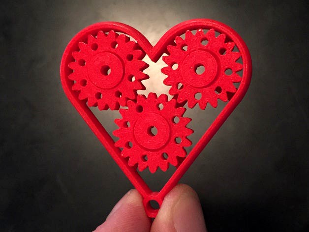 Geared Heart -Single Print with Moving Parts - Last Minute Gift by UrbanAtWork