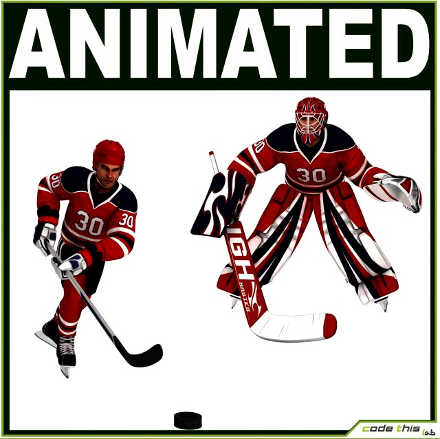 Hockey Player and Hockey Goalkeeper  CG 3D Model