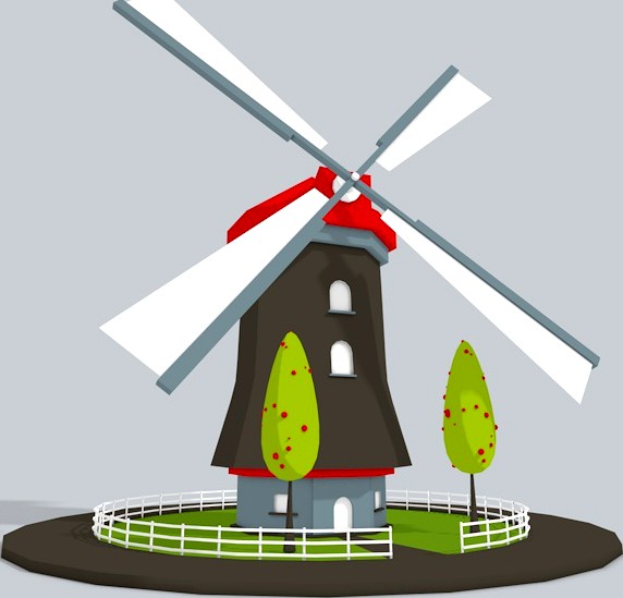 3D WindMill Low Poly