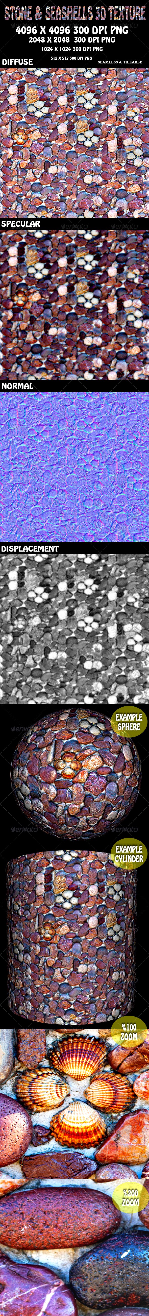 Stone And Seashells Wall 3D Texture