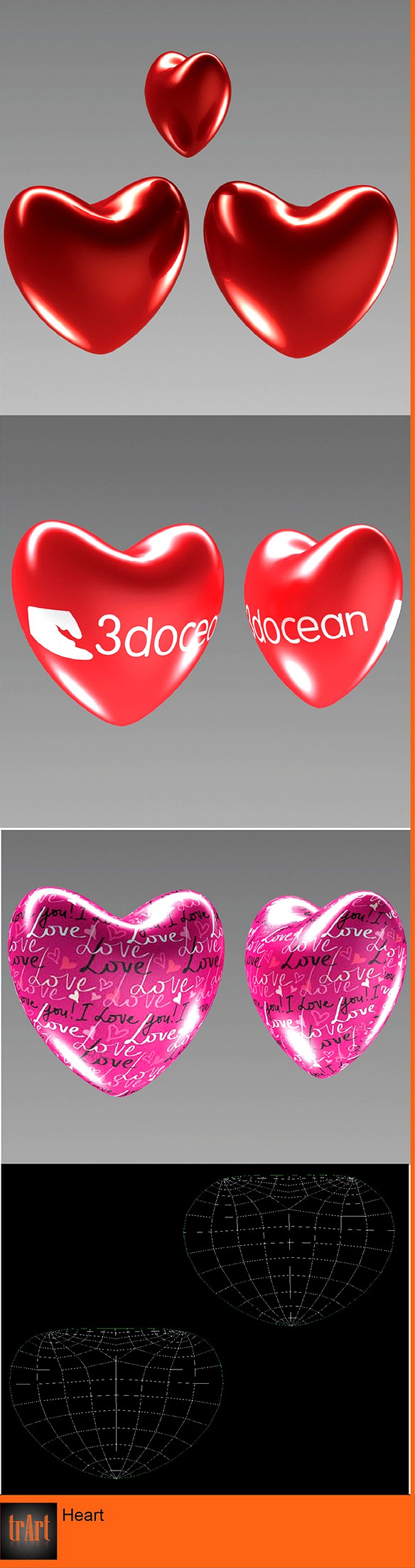 3D love heart valentines day