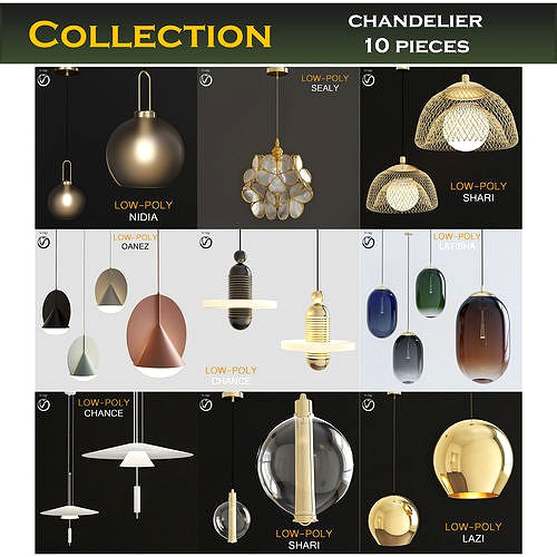 Chandleir 10 pieces 3d model