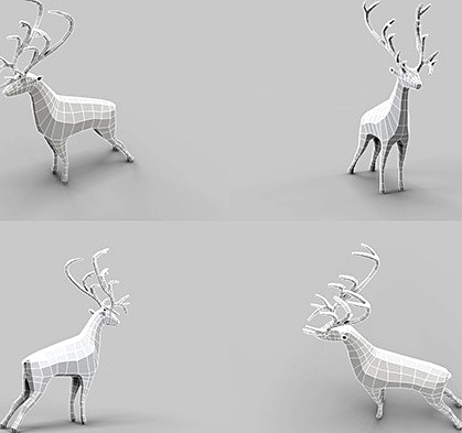 Low Poly Mesh Old Deer