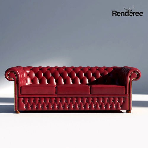 Chesterfiled Sofa 3 Red