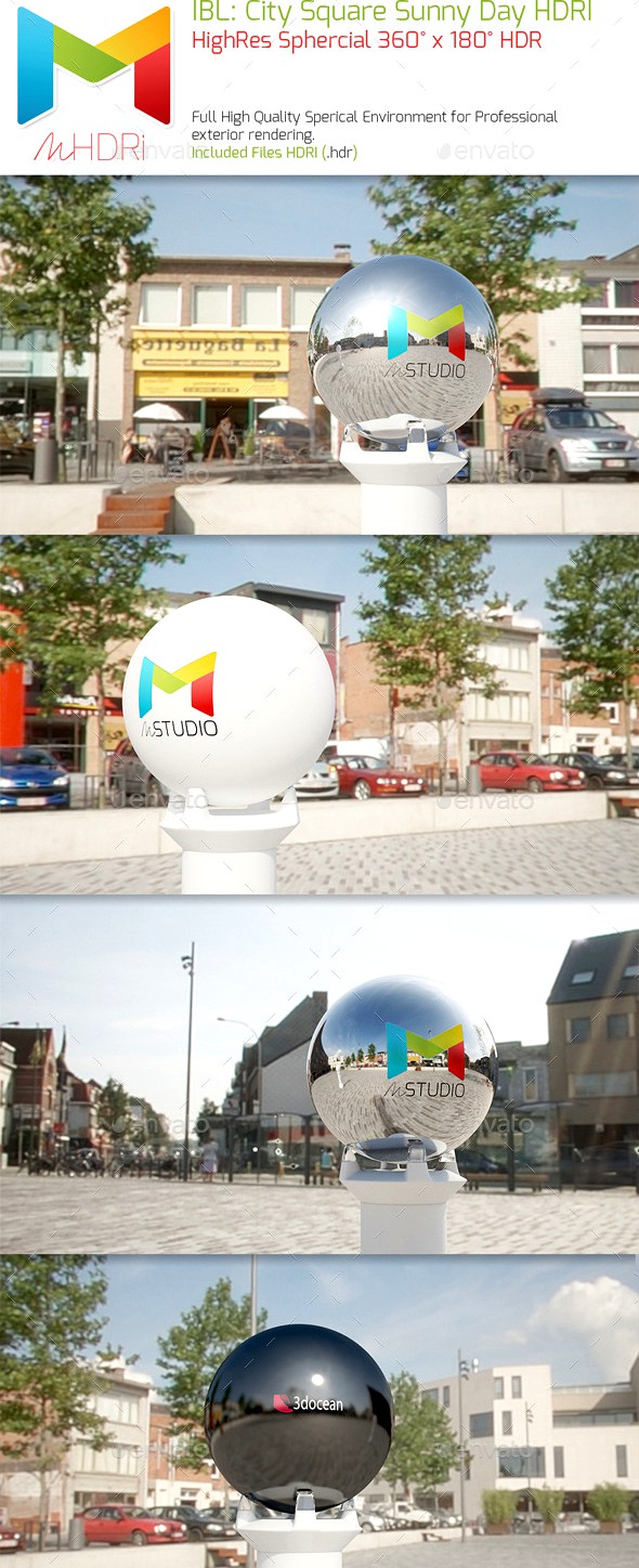 IBL : City Square Sunny Day HQ full Sperical HDRI