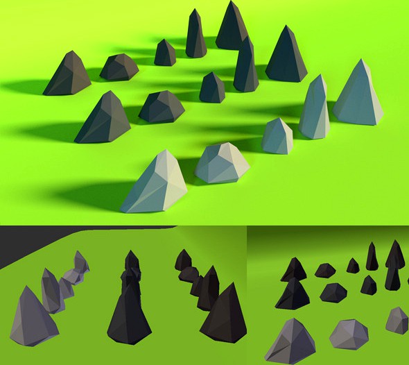 LowPoly Stones .Pack3