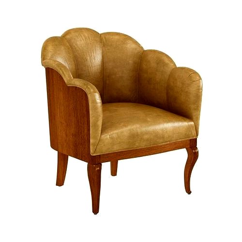 Vintage Leather Channel Back Petite Chair 3d model