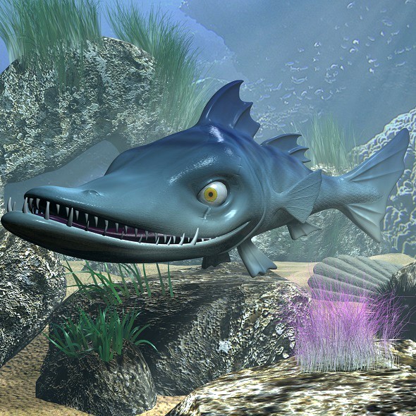 cartoon Barracuda Fish RIGGED