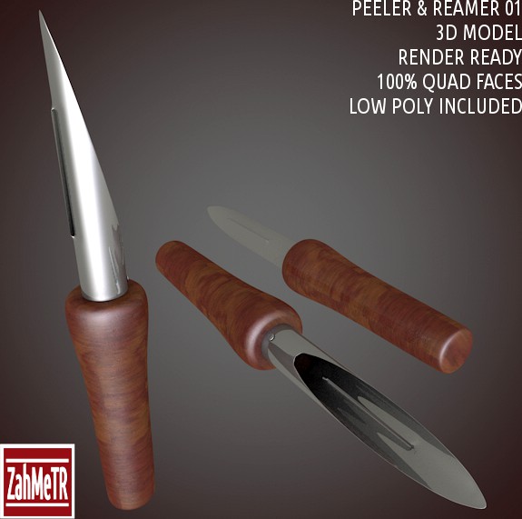 Peeler Reamer 3D Model Low - High Poly