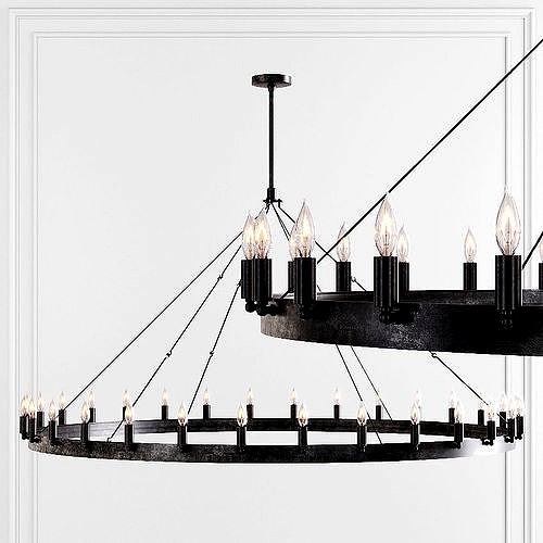 RH CAMINO VINTAGE CANDELABRA ROUND CHANDELIER 63 Black