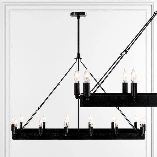 RH CAMINO VINTAGE CANDELABRA RECTANGULAR CHANDELIER 41 Black