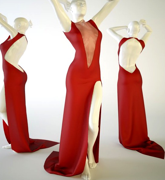 Red dress for women 3D Model