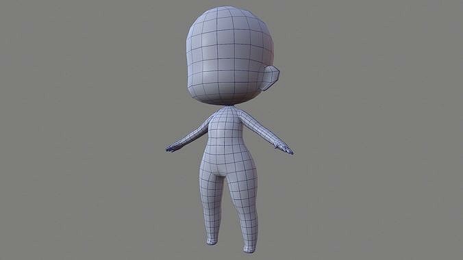 Female Chibi Lowpoly Character Base Mesh