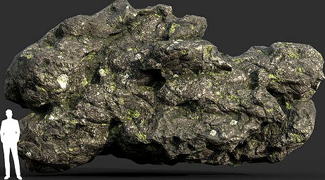 Low poly Damaged Lichen Rock 19 190907