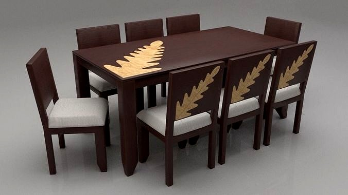 Zabel Solid Wood Eight Seater Dining Set