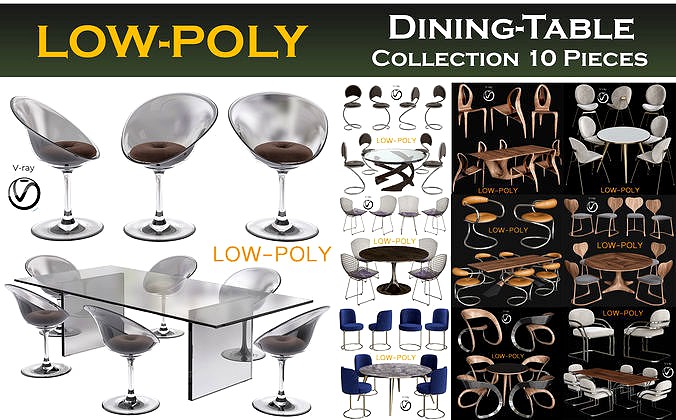 Dining-Table  Collection 10 Pieces 3d model