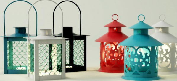 Coloured lanterns &amp; tealightholders