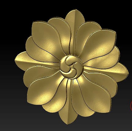 Classic 3D model of CNC interior sculpted inlaid with gold