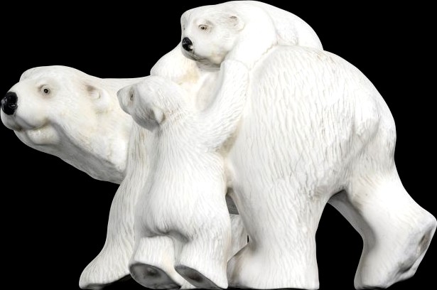 Polar Bear and Cubs 3D Model