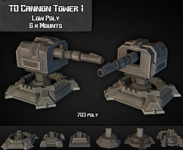 TD Cannon Tower 01 3D Model