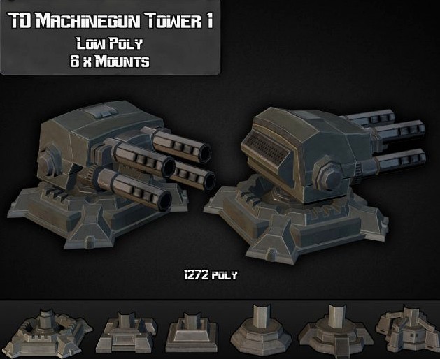 TD Machinegun Tower 01 3D Model