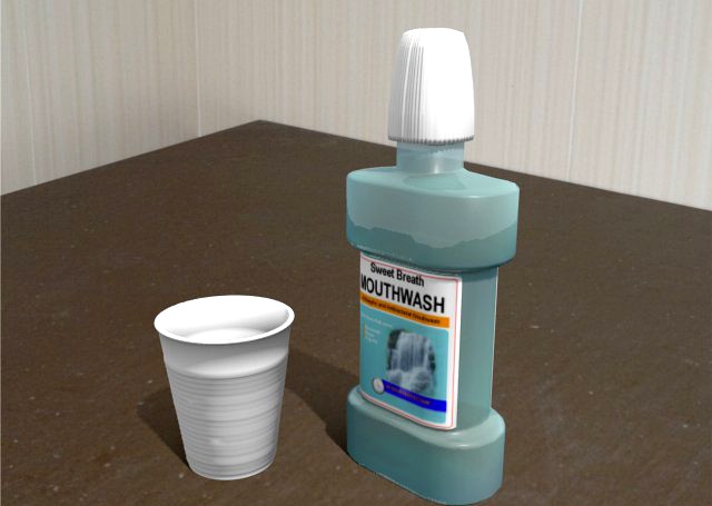 Mouthwash and Plastic Cup 3D Model