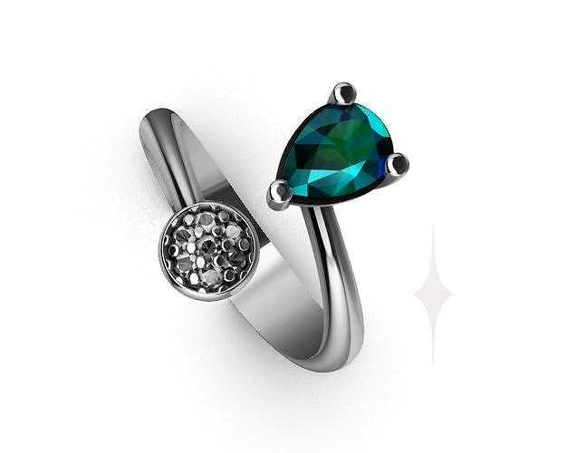 RING OPEN DIAMOND SAPHIRE | 3D
