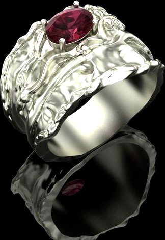 Ring with garnet | 3D