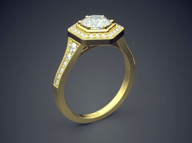 Amazing Subtle Hexagon Shape Diamond Ring | 3D