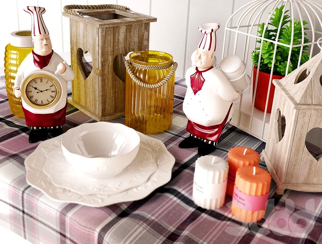 The decor for the kitchen (chefs)